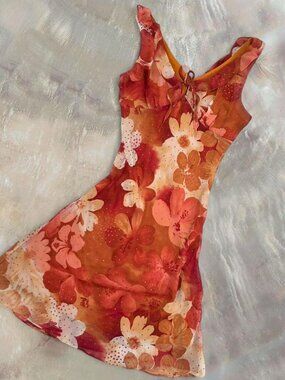 RARE Vintage Y2K 90s Forever 21 Floral Sparkly Midi Dress ⭐️